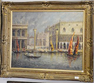 Voldemars Skulte (20th century), oil on canvas, "Venezia", signed lower right Voldemars Skulte. 24" x 30" Provenance: From an estate...