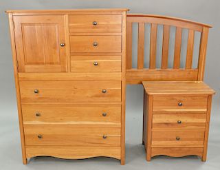 Richardson cherry three piece bedroom set including a queen headboard, chest, and night table. ht. 58 in., wd. 41 1/2 in.