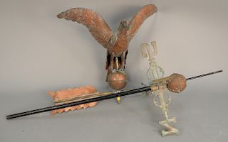 Copper eagle weathervane with directionals. wingspread 21 1/4 inches