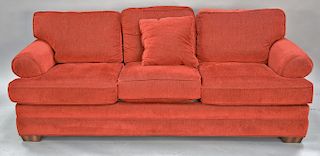 Two red sofas including a Flexsteel sofa and a Crate & Barrel sofa. lg. 86 in. & 78 in.