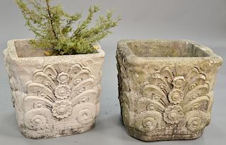 Two cement pots. ht. 16 1/2 in., wd. 19 in. Provenance: From an estate in Lloyd Harbor, Long Island, New York