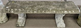 Cement bench with dolphin base, ht. 17 in., top: 15" x 52" Provenance: From an estate in Lloyd Harbor, Long Island, New York