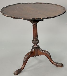 Mahogany piecrust tip table. ht. 29 in., dia. 29 1/2 in.