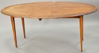 Leonard J.B. Jenkins Collection custom oval dining table (worn top). ht. 30 in., top: 34" x 72"