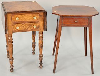 Two piece lot to include Federal cherry splay leg eight sided stand with drawer, circa 1800 (ht. 27 in., top: 18" x 20") and a two d...