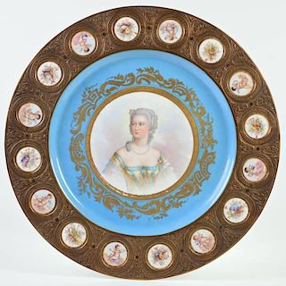 French gilt bronze and Sevres porcelain table top