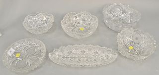 Six American brilliant cut glass dishes, dia. 7 to 9 in. Provenance: From an estate in Lloyd Harbor, Long Island, New York