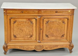 Two marble top servers with doors and drawers (one door loose). ht. 33 1/2 in., wd. 50 in., and ht. 32 in., wd. 50 in. Provenance: F...