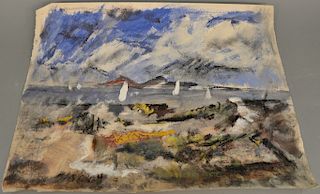 Paul Chidlaw, watercolor landscape on paper, unframed, stamp on verso: Estate of Madge A. Chidlaw. 20" x 26"