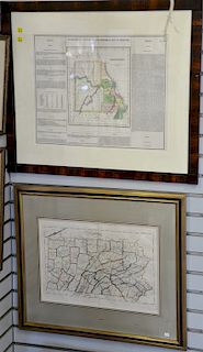 Three framed maps including Pennsylvania, Upper Territories Lake Superior, Michigan, and Missouri. sight sizes 13 1/2" x 19 1/2", 17...