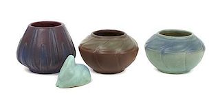 A Group of Four Van Briggle Pottery Articles, Height of tallest 4 1/2 inches.