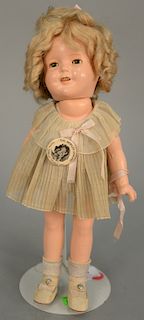 Ideal Shirley Temple composition doll with original dress, (hairline cracks) ht. 13in.