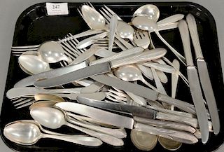 Sterling silver flatware set, total weighable 45.3 t oz. plus eight handles.
