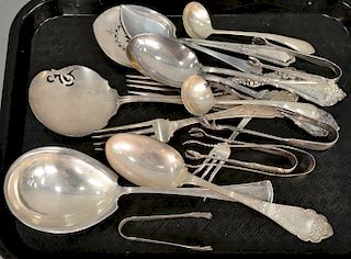 Sterling silver lot to include serving spoons, tongs, ect. 23.4 t oz.