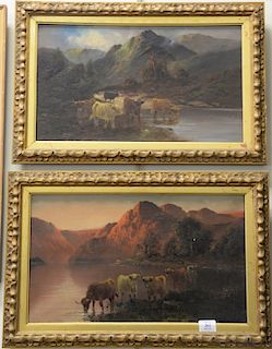 Pair of Francis E. Jamieson (1895-1956) / W. Richards oil on canvas pair of landscape with cattle, signed lower left and lower right...