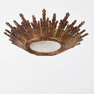 Louis XVI style giltwood sunburst chandelier