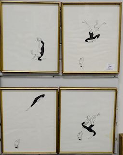 Set of seven framed ballerina lithographs. sight size 12" x 10"