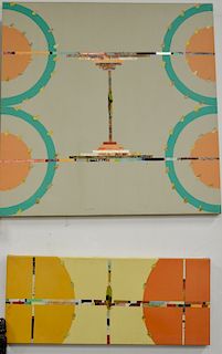 Faith Dorian Wright, group of five large oil on canvas abstract paintings. 15" x 36" to 40" x 40"
