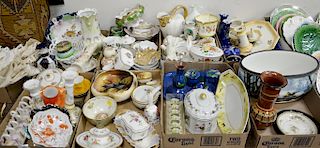 Eight tray lots of porcelain and china, boxes, candlesticks, cups, saucers, vases, etc. Provenance: From an estate in Lloyd Harbor,...