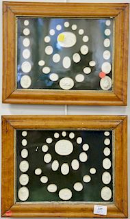 Collection of thirty-two white plaster Grand Tour Intaglios in two seperate shadow box frames. 9 1/2" x 12 1/4" framed Provenance: F...