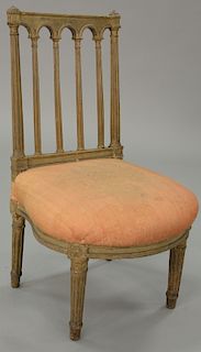 Louis XVI style slipper chair, 18th - early 19th century. ht. 30 in., seat ht. 13 1/2 in. 
Provenance: Estate of Kenneth Jay Lane