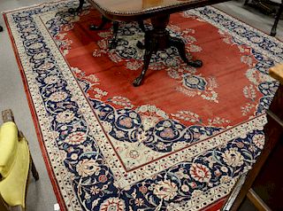 Oriental carpet (soiled). 9' x 12'5" Provenance: Estate of Stephen M. Serlin of Lake George, New York