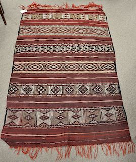 Three flatweave rugs. 3' x 4'7", 5'10" x 8'6", and 3' x 4'8"