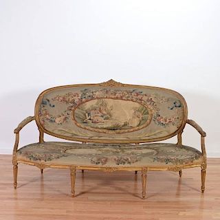 Louis XVI giltwood and Aubusson tapestry canape