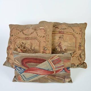 (3) antique French tapestry pillows