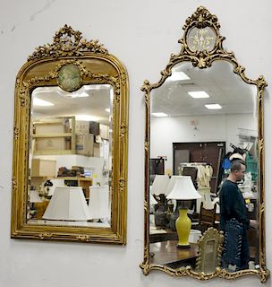 Two large giltwood mirrors including one with beveled glass. 50 1/2" x 29" and 58" x 27 1/4" Provenance: From an estate in Lloyd Har...