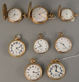 Eight pocket watches to include Howard, Waltham, Hamilton, etc.