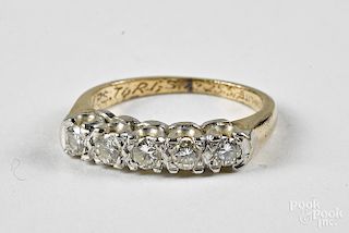 14K yellow gold diamond band ring