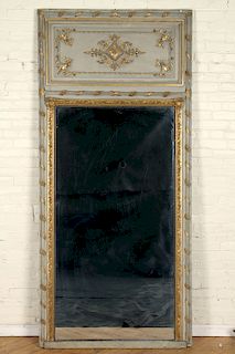 19TH C. FRENCH GILT WOOD PAINTED TRUMEAU MIRROR