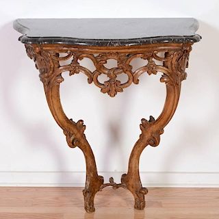 Louis XV carved fruitwood marble top console