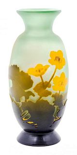 A Galle Cameo Glass Vase Height 9 3/4 inches.