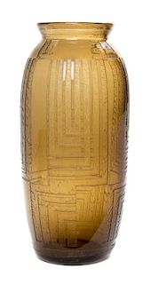 A Daum Art Deco Glass Vase Height 20 1/2 inches.