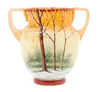 A Legras Enameled Glass Vase Height 5 1/4 inches.