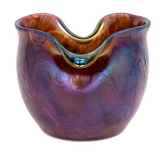 * An Austrian Iridescent Glass Bowl Height 4 inches.
