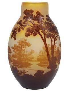 Emile Galle Landscaped Cameo Art Glass Vase