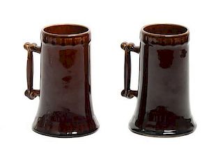 Two Hampshire Pottery Mugs, Height 5 1/2 inches.