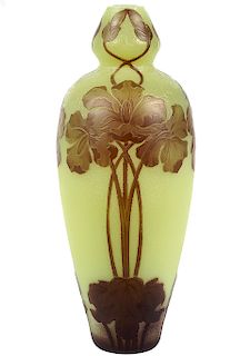 DeVez French Art Glass Signed Vase