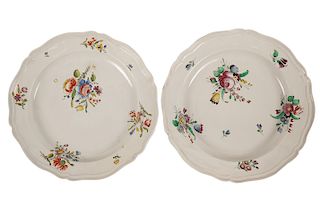 2 Faience Floral Decorated Plates
