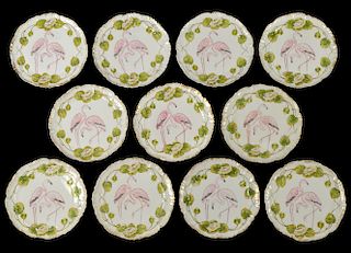 11 German Schierholz Porcelain Flamingo Plates