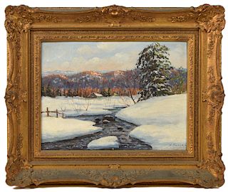 H. Dumas 'Winter Landscape' O/B