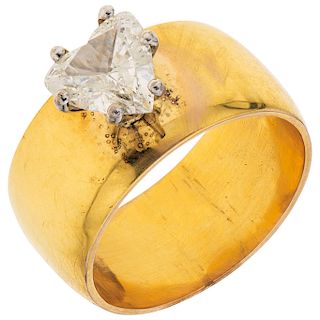 A diamond 14K yellow gold solitaire ring.