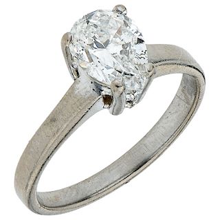 A diamond palladium silver solitaire ring.