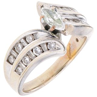 A diamond 10K white gold ring.