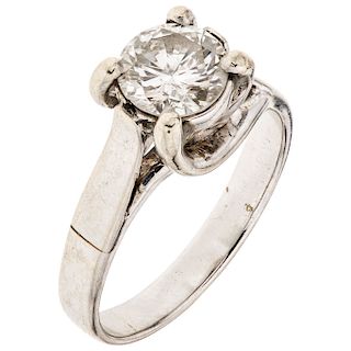 A diamond 18K white gold solitaire ring.