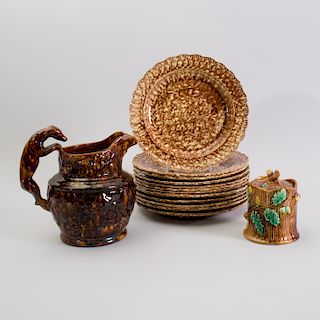 Set of Twelve D. G. Carpentier Spongeware Dinner Plates