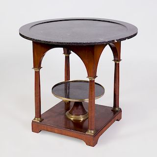 Continental Neoclassical Brass-Mounted Mahogany Center Table, Probably German